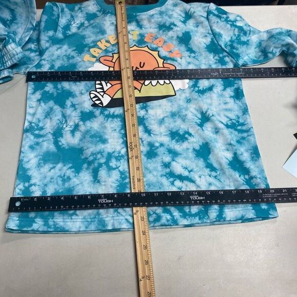 ART CLASS Unisex 2 PieceTie Dyed Sweatshirt & Shorts Pajama Set Size XL Blue New - Picture 10 of 10